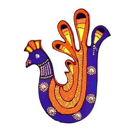 Handcrafted Folk Peacock Wooden Fridge Magnet Kitchen Decor